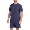 image:imagePrinStory Couples Pajamas Set Shirts and Shorts Summer Comfy Lounge Family  Machine WashablePocketsDrawstringStretch FabricGentle On SkinCouplesGiftRelaxed FitSolidSleepwearLoungewearS4XLNavy Blue