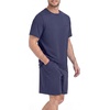 image:imagePrinStory Couples Pajamas Set Shirts and Shorts Summer Comfy Lounge Family  Machine WashablePocketsDrawstringStretch FabricGentle On SkinCouplesGiftRelaxed FitSolidSleepwearLoungewearS4XLNavy Blue