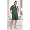image:imagePrinStory Couples Pajamas Set Shirts and Shorts Summer Comfy Lounge Family  Machine WashablePocketsDrawstringStretch FabricGentle On SkinCouplesGiftRelaxed FitSolidSleepwearLoungewearS4XLGreen