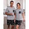 image:imagePrinStory Couples Pajamas Set Shirts and Shorts Summer Comfy Lounge Family  Machine WashablePocketsDrawstringStretch FabricGentle On SkinCouplesGiftRelaxed FitSolidSleepwearLoungewearS4XLFp Black Star Moon