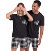 image:imagePrinStory Couples Pajamas Set Shirts and Shorts Summer Comfy Lounge Family  Machine WashablePocketsDrawstringStretch FabricGentle On SkinCouplesGiftRelaxed FitSolidSleepwearLoungewearS4XLFp Black White Plaid