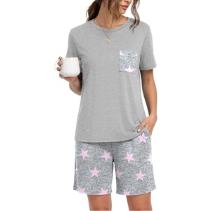 image:imagePrinStory Couples Pajamas Set Shirts and Shorts Summer Comfy Lounge Family  Machine WashablePocketsDrawstringStretch FabricGentle On SkinCouplesGiftRelaxed FitSolidSleepwearLoungewearS4XLPink Star