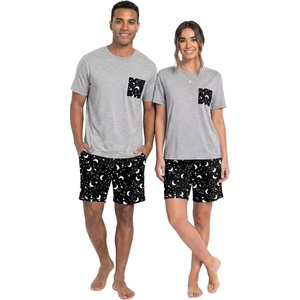 image:imagePrinStory Couples Pajamas Set Shirts and Shorts Summer Comfy Lounge Family  Machine WashablePocketsDrawstringStretch FabricGentle On SkinCouplesGiftRelaxed FitSolidSleepwearLoungewearS4XLBlack Star Moon