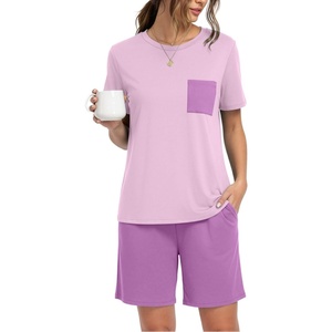 image:imagePrinStory Couples Pajamas Set Shirts and Shorts Summer Comfy Lounge Family  Machine WashablePocketsDrawstringStretch FabricGentle On SkinCouplesGiftRelaxed FitSolidSleepwearLoungewearS4XLPurple Red
