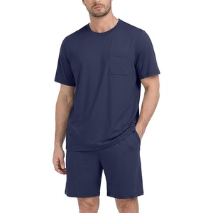 image:imagePrinStory Couples Pajamas Set Shirts and Shorts Summer Comfy Lounge Family  Machine WashablePocketsDrawstringStretch FabricGentle On SkinCouplesGiftRelaxed FitSolidSleepwearLoungewearS4XLNavy Blue