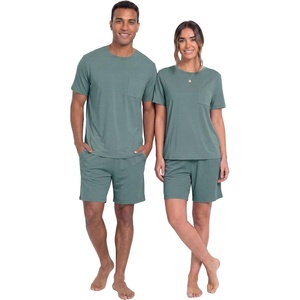 image:imagePrinStory Couples Pajamas Set Shirts and Shorts Summer Comfy Lounge Family  Machine WashablePocketsDrawstringStretch FabricGentle On SkinCouplesGiftRelaxed FitSolidSleepwearLoungewearS4XLHaze Blue