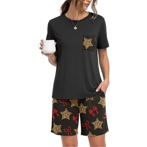 image:imagePrinStory Couples Pajamas Set Shirts and Shorts Summer Comfy Lounge Family  Machine WashablePocketsDrawstringStretch FabricGentle On SkinCouplesGiftRelaxed FitSolidSleepwearLoungewearS4XLLeopard Star
