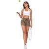 image:imagePrinStory Womens Athletic Running Shorts 3 with Zipper Pockets XSXL  Workout ShortsGym Hiking 2 in 1High Waisted Quick Dry LightweightApricot Ld Print