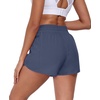 image:imagePrinStory Womens Athletic Running Shorts 3 with Zipper Pockets XSXL  Workout ShortsGym Hiking 2 in 1High Waisted Quick Dry LightweightInk Blue