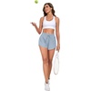 image:imagePrinStory Womens Athletic Running Shorts 3 with Zipper Pockets XSXL  Workout ShortsGym Hiking 2 in 1High Waisted Quick Dry LightweightLight Blue