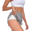 image:imagePrinStory Womens Athletic Running Shorts 3 with Zipper Pockets XSXL  Workout ShortsGym Hiking 2 in 1High Waisted Quick Dry LightweightLight Gray