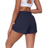 image:imagePrinStory Womens Athletic Running Shorts 3 with Zipper Pockets XSXL  Workout ShortsGym Hiking 2 in 1High Waisted Quick Dry LightweightNavy Blue