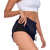 image:imagePrinStory Womens Athletic Running Shorts 3 with Zipper Pockets XSXL  Workout ShortsGym Hiking 2 in 1High Waisted Quick Dry LightweightNavy Blue