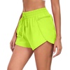 image:imagePrinStory Womens Athletic Running Shorts 3 with Zipper Pockets XSXL  Workout ShortsGym Hiking 2 in 1High Waisted Quick Dry LightweightNeon Green
