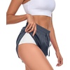 image:imagePrinStory Womens Athletic Running Shorts 3 with Zipper Pockets XSXL  Workout ShortsGym Hiking 2 in 1High Waisted Quick Dry LightweightSlate Gray