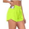 image:imagePrinStory Womens Athletic Running Shorts 3 with Zipper Pockets XSXL  Workout ShortsGym Hiking 2 in 1High Waisted Quick Dry LightweightNeon Green
