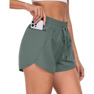 image:imagePrinStory Womens Athletic Running Shorts 3 with Zipper Pockets XSXL  Workout ShortsGym Hiking 2 in 1High Waisted Quick Dry LightweightGray Green
