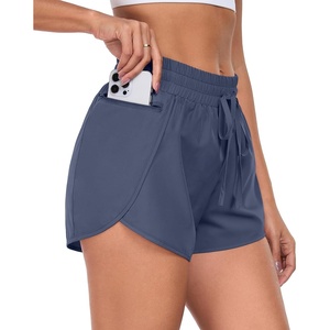 image:imagePrinStory Womens Athletic Running Shorts 3 with Zipper Pockets XSXL  Workout ShortsGym Hiking 2 in 1High Waisted Quick Dry LightweightInk Blue