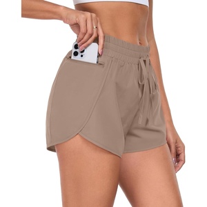 image:imagePrinStory Womens Athletic Running Shorts 3 with Zipper Pockets XSXL  Workout ShortsGym Hiking 2 in 1High Waisted Quick Dry LightweightKhaki