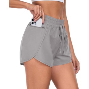 image:imagePrinStory Womens Athletic Running Shorts 3 with Zipper Pockets XSXL  Workout ShortsGym Hiking 2 in 1High Waisted Quick Dry LightweightLight Gray