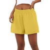 image:imagePrinStory Athletic Shorts for Women High Waisted Running Shorts 3 XS2XL  Workout Gym  Hiking 2 in 1 Zipper Pockets Quick Dry Lightweight BlackGolden Yellow