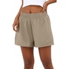 image:imagePrinStory Athletic Shorts for Women High Waisted Running Shorts 3 XS2XL  Workout Gym  Hiking 2 in 1 Zipper Pockets Quick Dry Lightweight BlackKhaki