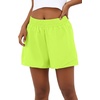 image:imagePrinStory Athletic Shorts for Women High Waisted Running Shorts 3 XS2XL  Workout Gym  Hiking 2 in 1 Zipper Pockets Quick Dry Lightweight BlackNeon Green