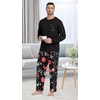 image:imagePrinStory Mens Pajama Sets Loungewear Sleepwear Pjs Lightweight Long Sleeve Shirts and Bottoms Soft Comfy Sleep Sets S4XLBlack Christmas Gift
