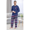 image:imagePrinStory Mens Pajama Sets Loungewear Sleepwear Pjs Lightweight Long Sleeve Shirts and Bottoms Soft Comfy Sleep Sets S4XLNavy Blue Elk
