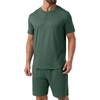 image:imagePrinStory Mens Pajamas Set 2 Piece Summer Pjs Set S3XL  Short Sleeve Pajama Set with Pockets Lightweight Comfy Breathable Sleepwear for Sleep Home Workout Vacation HolidayDrak Green