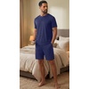 image:imagePrinStory Mens Pajamas Set 2 Piece Summer Pjs Set S3XL  Short Sleeve Pajama Set with Pockets Lightweight Comfy Breathable Sleepwear for Sleep Home Workout Vacation HolidayNavy Blue