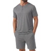 image:imagePrinStory Mens Pajamas Set 2 Piece Summer Pjs Set S3XL  Short Sleeve Pajama Set with Pockets Lightweight Comfy Breathable Sleepwear for Sleep Home Workout Vacation HolidayDark Gray