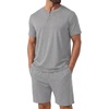 image:imagePrinStory Mens Pajamas Set 2 Piece Summer Pjs Set S3XL  Short Sleeve Pajama Set with Pockets Lightweight Comfy Breathable Sleepwear for Sleep Home Workout Vacation HolidayLight Gray
