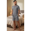 image:imagePrinStory Mens Pajamas Set 2 Piece Summer Pjs Set S3XL  Short Sleeve Pajama Set with Pockets Lightweight Comfy Breathable Sleepwear for Sleep Home Workout Vacation HolidayDark Gray