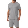 image:imagePrinStory Mens Pajamas Set 2 Piece Summer Pjs Set S3XL  Short Sleeve Pajama Set with Pockets Lightweight Comfy Breathable Sleepwear for Sleep Home Workout Vacation HolidayLight Gray
