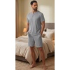 image:imagePrinStory Mens Pajamas Set 2 Piece Summer Pjs Set S3XL  Short Sleeve Pajama Set with Pockets Lightweight Comfy Breathable Sleepwear for Sleep Home Workout Vacation HolidayLight Gray
