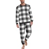 image:imagePrinStory Mens Pajamas Set Fleece Pjs Long Sleeve Soft Sleepwear S2XL  Winter Pjs2 Piece Fluffy LoungewearTop and PantsPlush Warm Sleep SetsPocketsBlack White Plaid