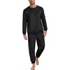 image:imagePrinStory Mens Pajamas Set Fleece Pjs Long Sleeve Soft Sleepwear S2XL  Winter Pjs2 Piece Fluffy LoungewearTop and PantsPlush Warm Sleep SetsPocketsBlack