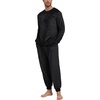 image:imagePrinStory Mens Pajamas Set Fleece Pjs Long Sleeve Soft Sleepwear S2XL  Winter Pjs2 Piece Fluffy LoungewearTop and PantsPlush Warm Sleep SetsPocketsBlack