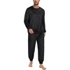 image:imagePrinStory Mens Pajamas Set Fleece Pjs Long Sleeve Soft Sleepwear S2XL  Winter Pjs2 Piece Fluffy LoungewearTop and PantsPlush Warm Sleep SetsPocketsBlack