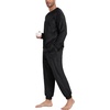 image:imagePrinStory Mens Pajamas Set Fleece Pjs Long Sleeve Soft Sleepwear S2XL  Winter Pjs2 Piece Fluffy LoungewearTop and PantsPlush Warm Sleep SetsPocketsBlack
