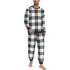 image:imagePrinStory Mens Pajamas Set Fleece Pjs Long Sleeve Soft Sleepwear S2XL  Winter Pjs2 Piece Fluffy LoungewearTop and PantsPlush Warm Sleep SetsPocketsBlack White Plaid
