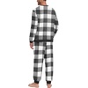 image:imagePrinStory Mens Pajamas Set Fleece Pjs Long Sleeve Soft Sleepwear S2XL  Winter Pjs2 Piece Fluffy LoungewearTop and PantsPlush Warm Sleep SetsPocketsBlack White Plaid