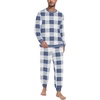 image:imagePrinStory Mens Pajamas Set Fleece Pjs Long Sleeve Soft Sleepwear S2XL  Winter Pjs2 Piece Fluffy LoungewearTop and PantsPlush Warm Sleep SetsPocketsDark Blue Plaid