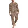 image:imagePrinStory Mens Pajamas Set Fleece Pjs Long Sleeve Soft Sleepwear S2XL  Winter Pjs2 Piece Fluffy LoungewearTop and PantsPlush Warm Sleep SetsPocketsLeopard Print