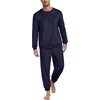 image:imagePrinStory Mens Pajamas Set Fleece Pjs Long Sleeve Soft Sleepwear S2XL  Winter Pjs2 Piece Fluffy LoungewearTop and PantsPlush Warm Sleep SetsPocketsNavy Blue