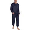 image:imagePrinStory Mens Pajamas Set Fleece Pjs Long Sleeve Soft Sleepwear S2XL  Winter Pjs2 Piece Fluffy LoungewearTop and PantsPlush Warm Sleep SetsPocketsNavy Blue