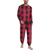 image:imagePrinStory Mens Pajamas Set Fleece Pjs Long Sleeve Soft Sleepwear S2XL  Winter Pjs2 Piece Fluffy LoungewearTop and PantsPlush Warm Sleep SetsPocketsRed Black Plaid