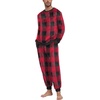 image:imagePrinStory Mens Pajamas Set Fleece Pjs Long Sleeve Soft Sleepwear S2XL  Winter Pjs2 Piece Fluffy LoungewearTop and PantsPlush Warm Sleep SetsPocketsRed Black Plaid