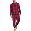 image:imagePrinStory Mens Pajamas Set Fleece Pjs Long Sleeve Soft Sleepwear S2XL  Winter Pjs2 Piece Fluffy LoungewearTop and PantsPlush Warm Sleep SetsPocketsRed Black Plaid